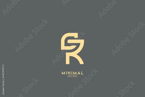 Minimal creative unique style letter CR, RC logo, monogram line art design template.