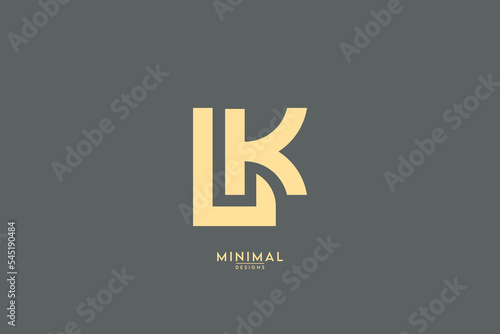 Minimal creative unique style letter LK, KL logo, monogram line art design template photo