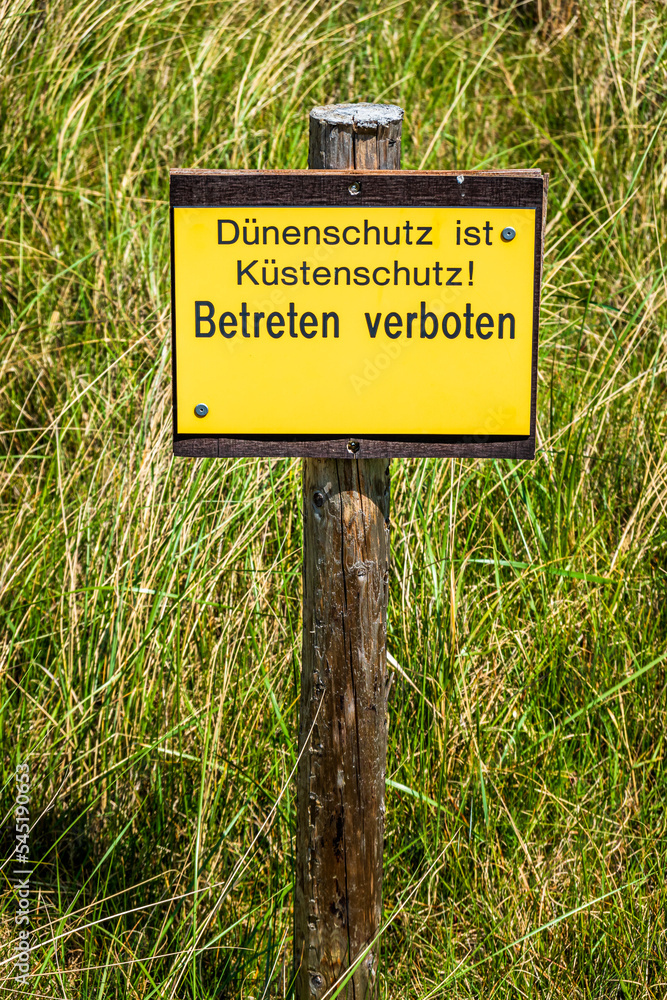 beach erosion control sign in Germany