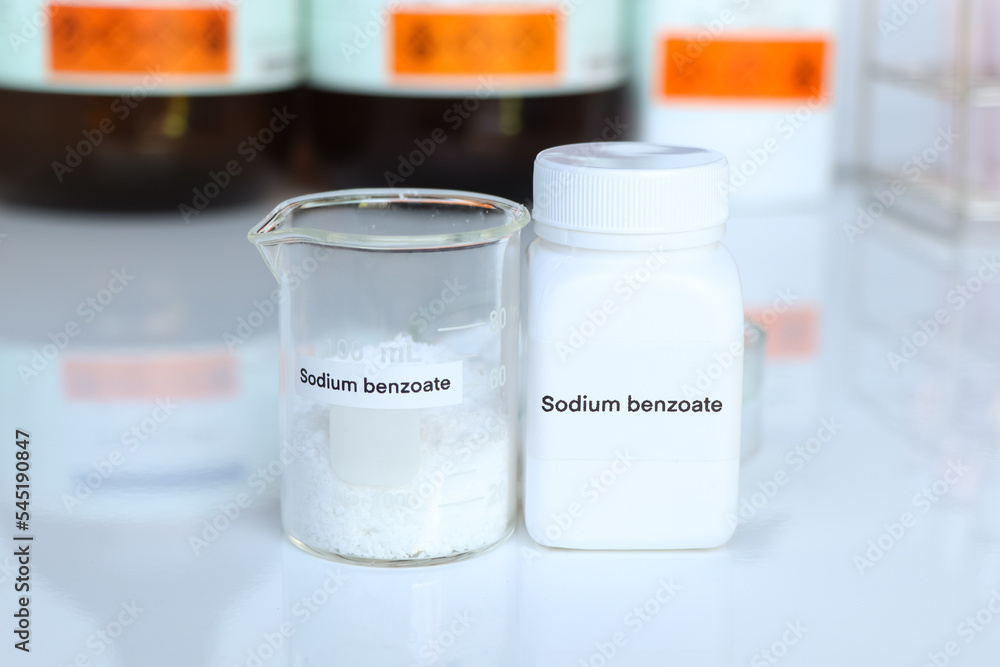 sodium benzoate in glass, chemical in the laboratory and industry sodium benzoate in glass, chemical in the laboratory and industry
