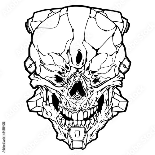 Canvas-taulu Skull cyber punk mutant head in suite