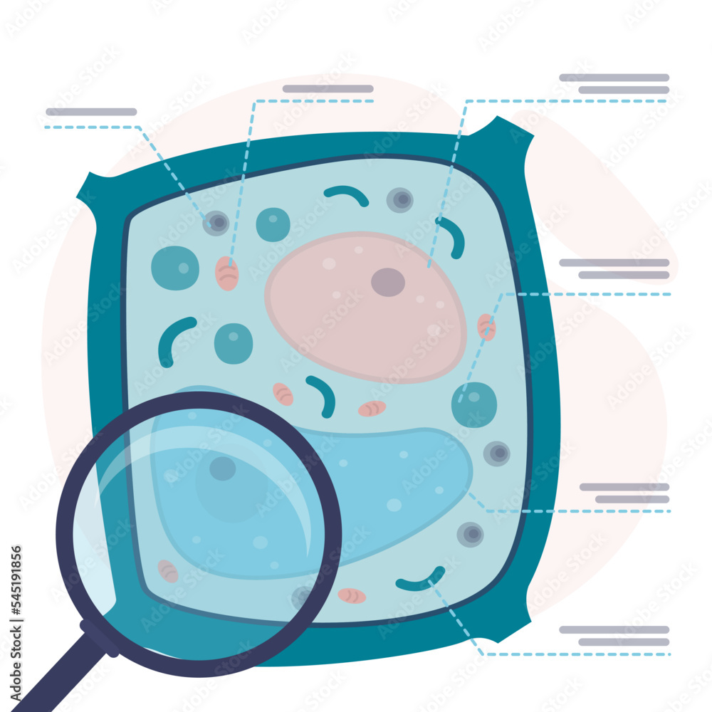Microbiology research. Scientist study uses magnifying glass molecular