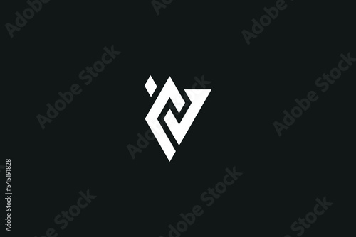 Minimal creative unique style letter VC, CV logo, monogram line art design template.