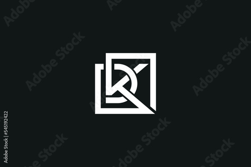 Minimal creative unique style letter DK, KD logo, monogram line art design template.
