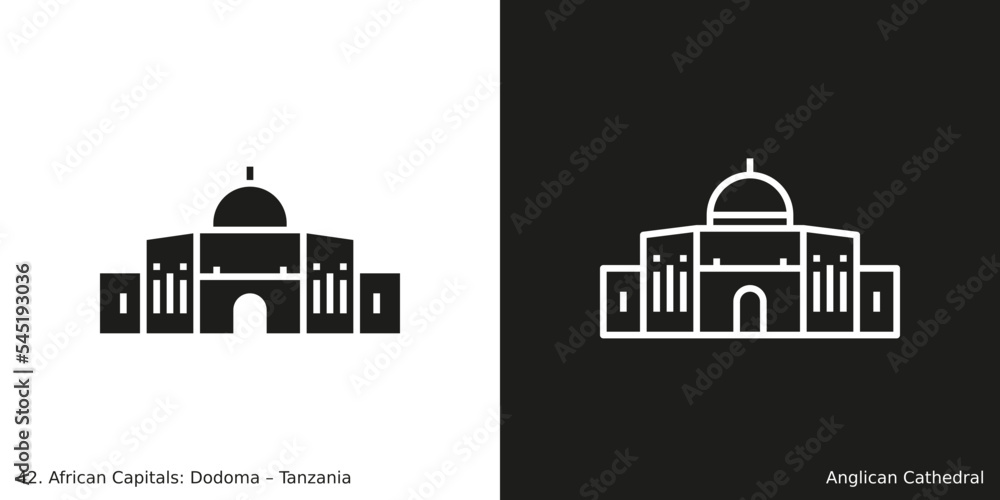 Anglican Cathedral Icon. Landmark building of Dodoma, the capital city of Tanzania