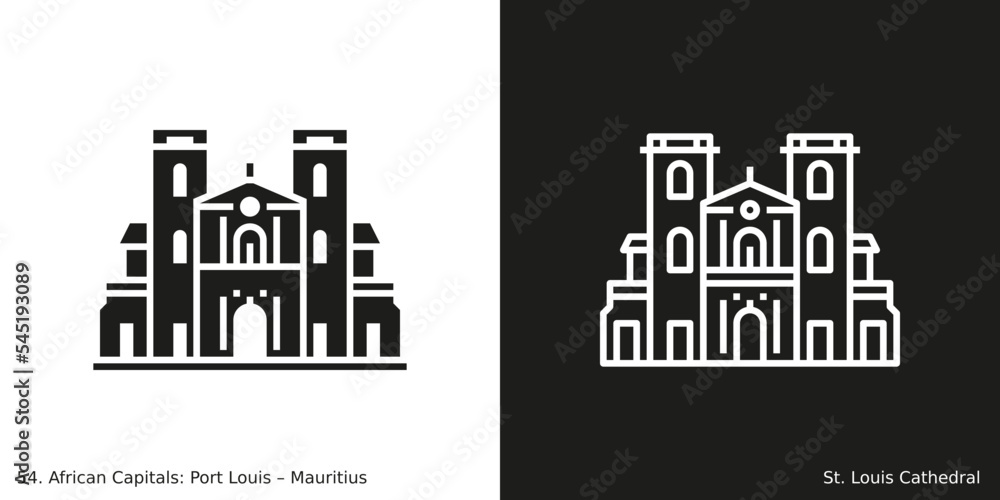 St. Louis Cathedral Icon. Landmark building of Port Louis, the capital city of Mauritius St. Louis Cathedral Icon. Landmark building of Port Louis, the capital city of Mauritius