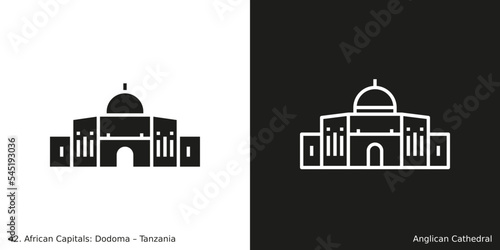 Anglican Cathedral Icon. Landmark building of Dodoma, the capital city of Tanzania