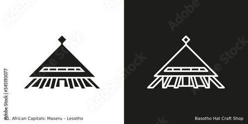 Basotho Hat Craft Shop Icon. Landmark building of Maseru, the capital city of Lesotho