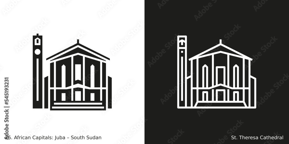 St. Theresa Cathedral Icon. Landmark building of Juba, the capital city of South Sudan