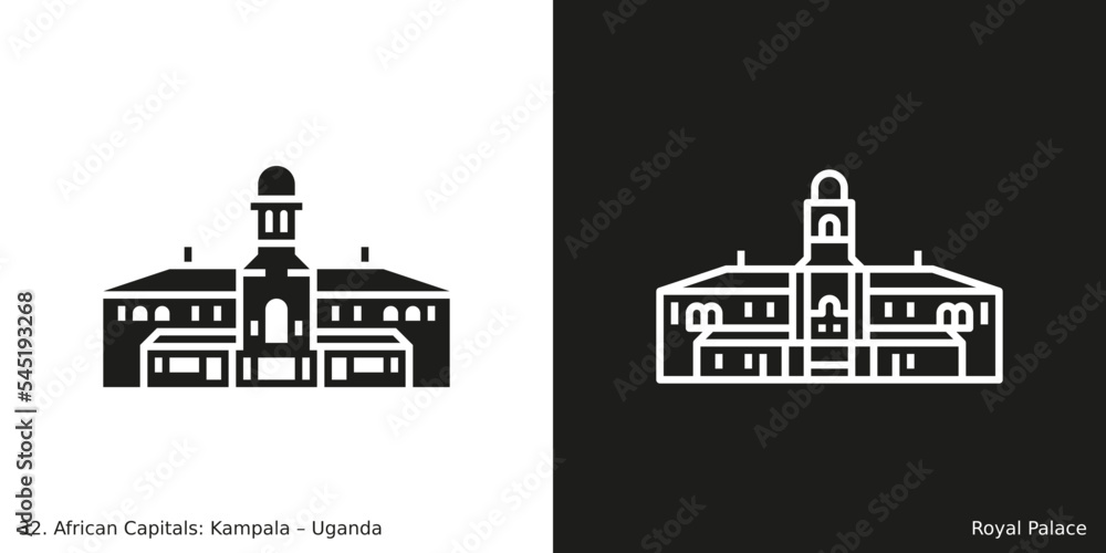 Royal Palace Icon. Landmark building of Kampala, the capital city of Uganda
