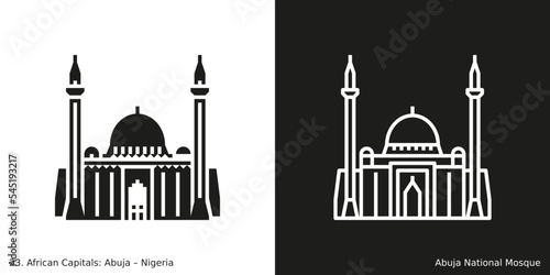 Abuja National Mosque Icon. Landmark building of Abuja, the capital city of Nigeria