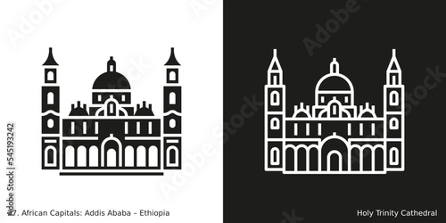 Holy Trinity Cathedral Icon. Landmark building of Addis Ababa, the capital city of Ethiopia