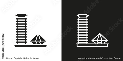 Kenyatta International Convention Centre Icon. Landmark building of Nairobi, the capital city of Kenya