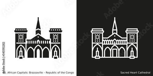Sacred Heart Cathedral Icon. Landmark building of Brazzaville, the capital city of the Republic of the Congo