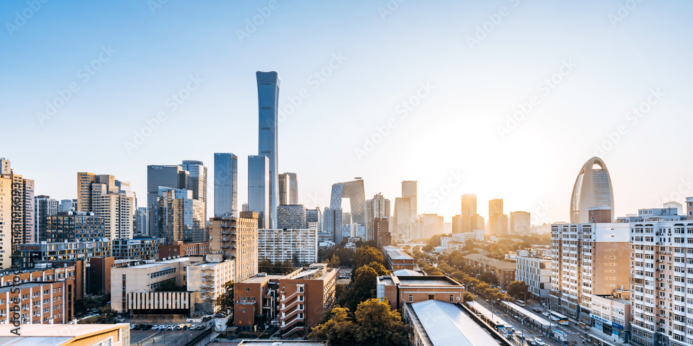 Sunny day scenery of CBD buildings in Beijing, China
