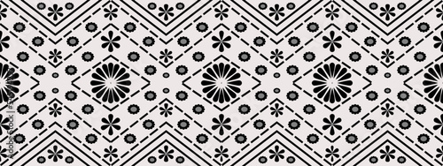 seamless pattern vector black white folk ethnic abstract art tribal  embroidery and mexican style print ornament aztec tapestry design wallpaper clothing wrap fabric covering textile book cover book