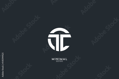 Alphabet letter CT, TC icon logo vector.