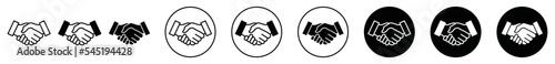 Business agreement handshake icon in different style.. Handshake inside the generic circle icon set. Outline and flat of friendly handshake for apps and websites, symbol illustration.