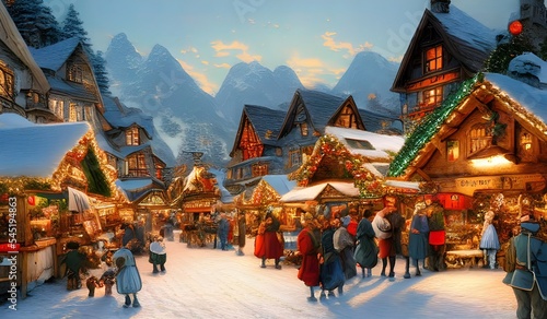 christmas market in a quaint alpine village