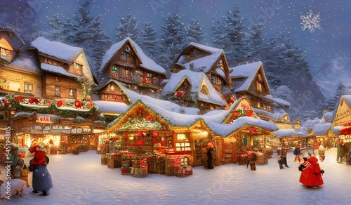 christmas market in a quaint alpine village