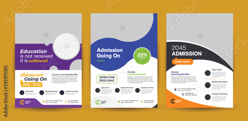 Flyer brochure cover template for Kids back to school education admission layout design