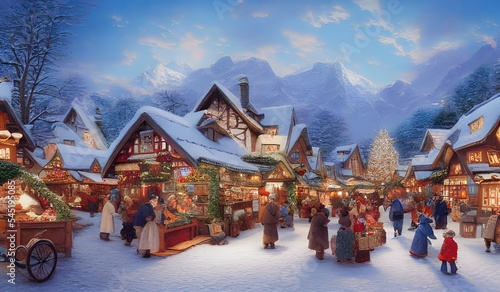 christmas market in a quaint alpine village