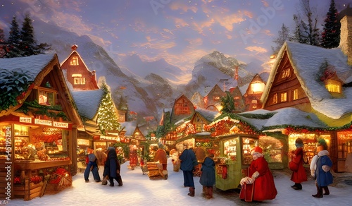 christmas market in a quaint alpine village © Markus