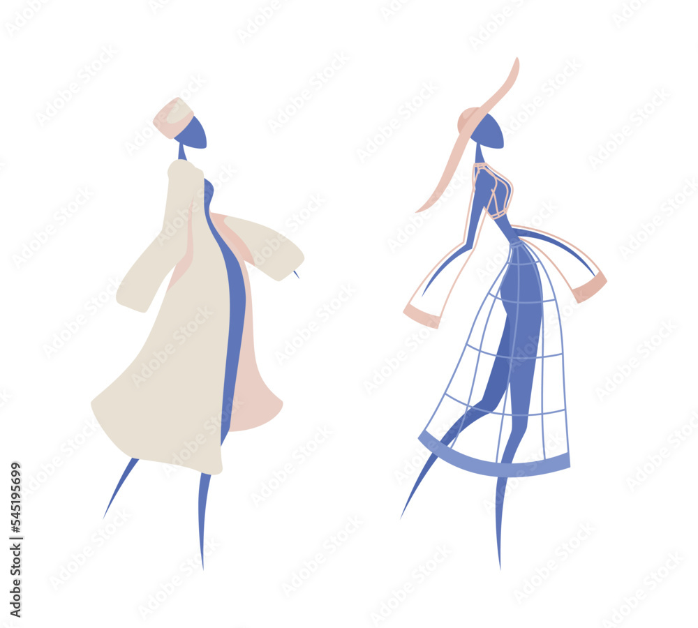 Mannequins in winter outfits semi flat color vector object. Editable element. Full sized item on white. Christmas decorating simple cartoon style illustration for web graphic design and animation