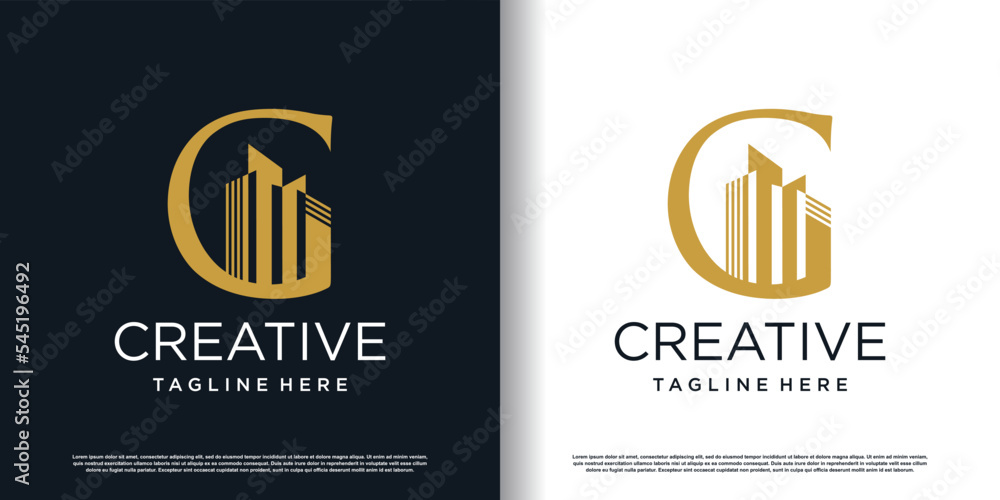 Building logo icon with letter G concept premium vector Building logo icon with letter G concept premium vector