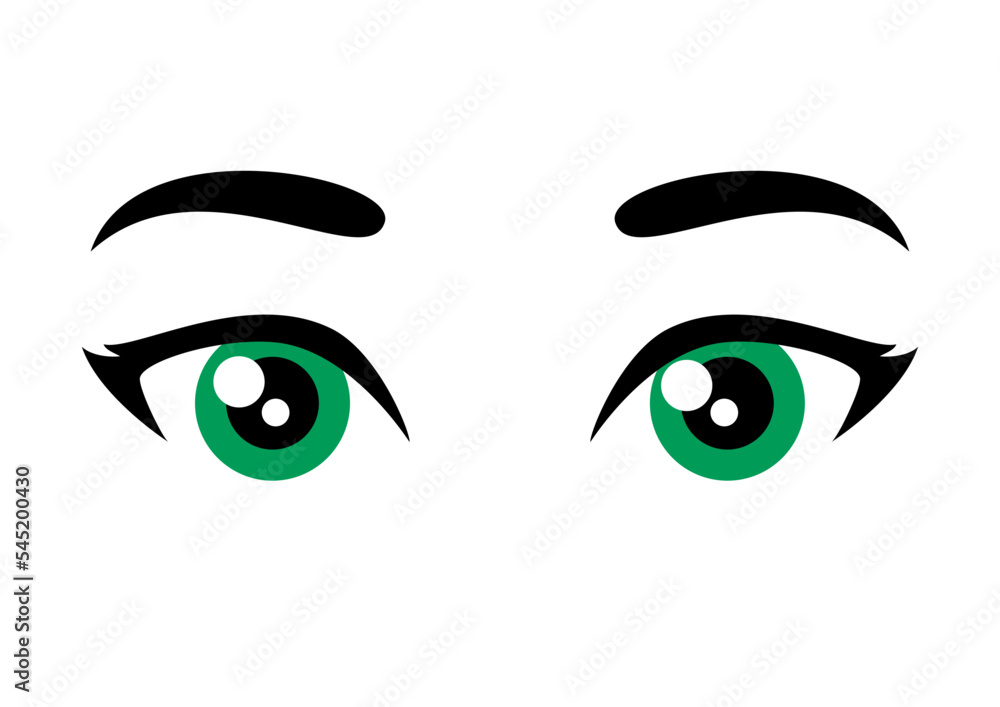 Cute green female eyes icon vector. Beautiful green female eyes and eyebrows icon vector isolated on a white background Cute green female eyes icon vector. Beautiful green female eyes and eyebrows icon vector isolated on a white background