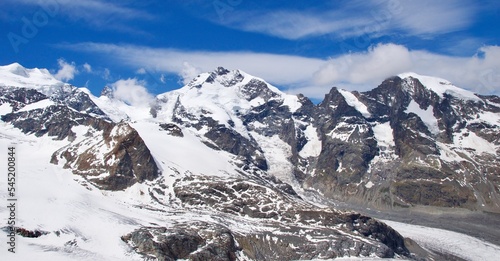 Fotografie Landscape of snow capped mountains of the Alps in Switzerland