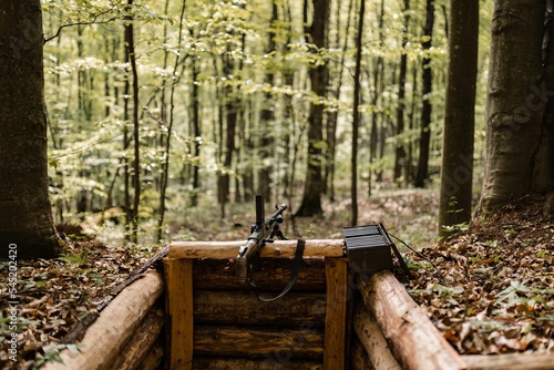 World war II guns equipment and trenches from Slovak national uprising demonstration