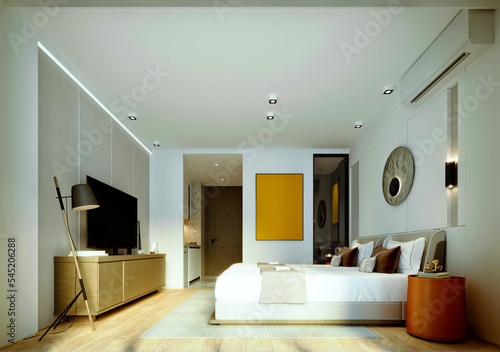 3d render of bedroom  hotel room