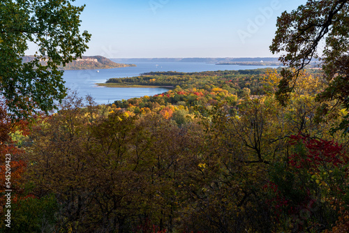 overlooking mississippi river valley from atop bluff in frontenac state park minnesota during autumn © Ferrer Photography