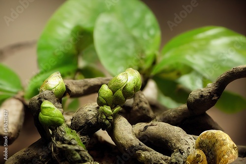 close up of Ayahuasca. Ready to cook liana. Banisteriopsis caapi vine. Tradtional plant medicine. liana of the soul, liana of the dead, spirit liana. woody vine. Shamans and ceremonies in Peru photo