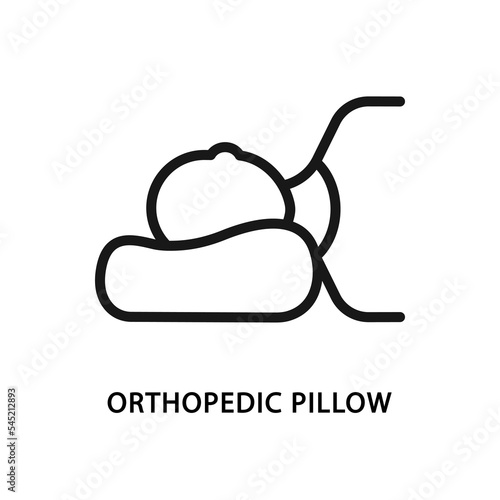 Orthopedic pillow line icon. Vector illustration head on pillow, flat back, neck