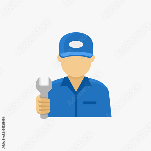 Mechanic Engineer Worker Technician With Wrench Avatar Vector Icon	
