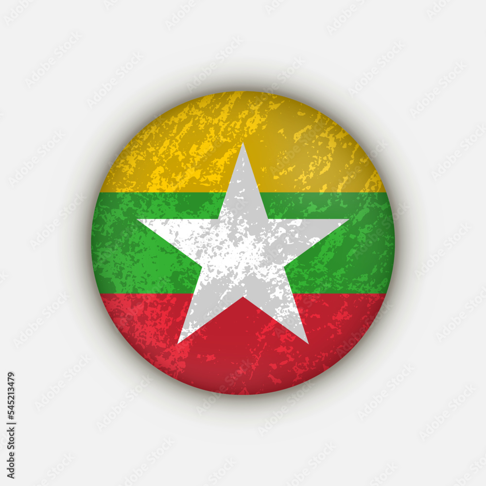 Country Myanmar. Myanmar flag. Vector illustration. Country Myanmar. Myanmar flag. Vector illustration.