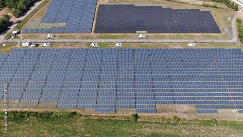 Solar energy farm. Aerial view of a solar farm in Asia.