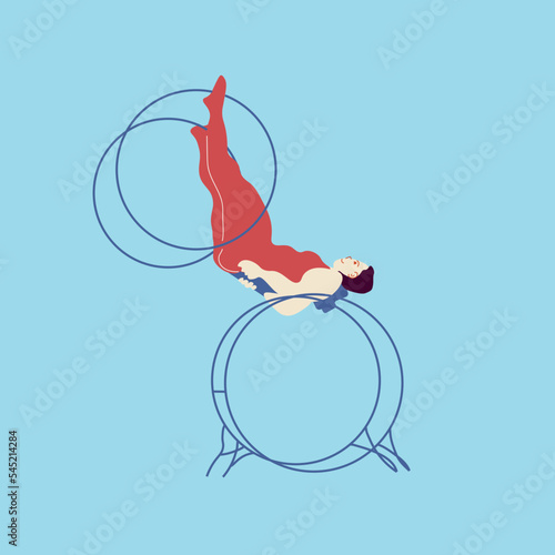 Aerialist. Circus. Vector aerialist. Show performance.