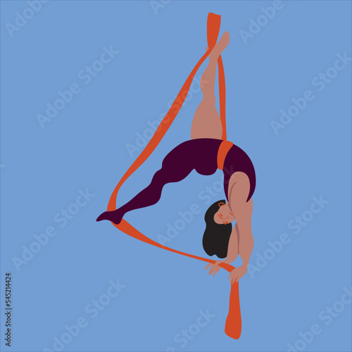 Aerialist. Circus. Vector aerialist. Show performance.