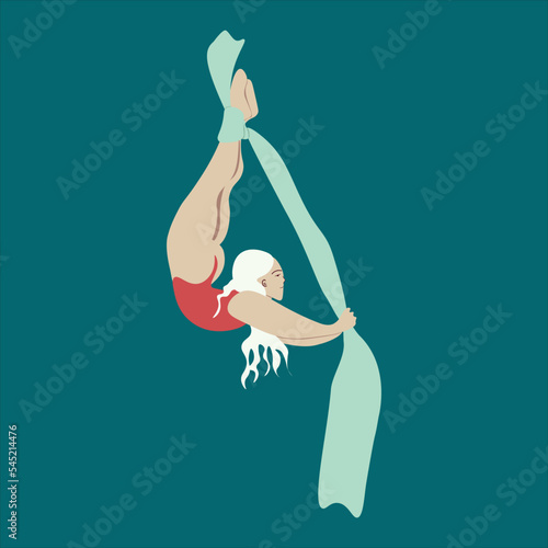 Aerialist. Circus. Vector aerialist. Show performance.