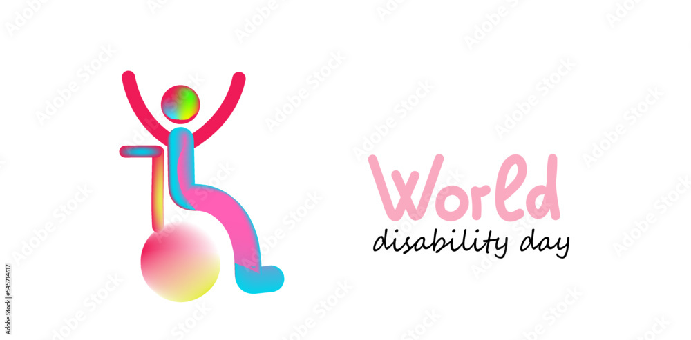 Person in wheelchair. World Disability day vector doodle banner. Continuous line drawing illustration for social media Person in wheelchair. World Disability day vector doodle banner. Continuous line drawing illustration for social media