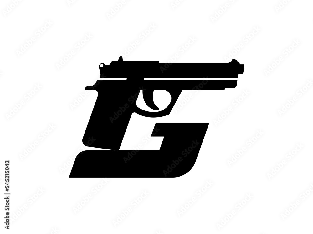 G Gun Logo Design, Creative Minimal Letter G Gun Logo Icon, Gun