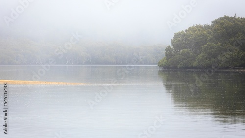 And mist on Patonga Creek near Hawkesbury River and Patonga on NSW Central Coast in Australia