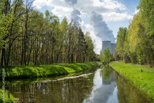 Powerplant amidst a green nature surrounding in Janschwalde, Brandenburg, Germany. photo