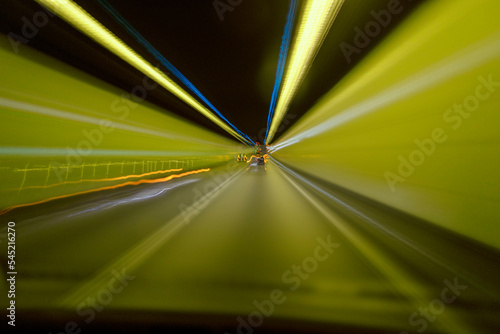 lightspeed through tunnel , very fast yellow.
