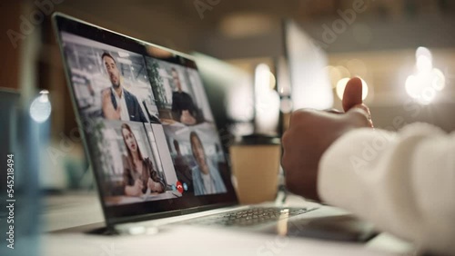 Wallpaper Mural Multiethnic People Conference Meeting Online and Discussing Business Project. Laptop Screen Containing a Group Video Call. Colleagues Working From Home and Collaborating on Internet Torontodigital.ca