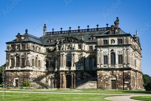 Exterior view of the Grand Garden Palace before the blue sky in Dresden