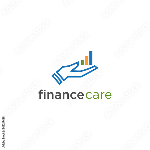 Financial growth logo design with hand plant and chart symbol for business consulting marketing economy success finance data analytics bank vector template concept illustration